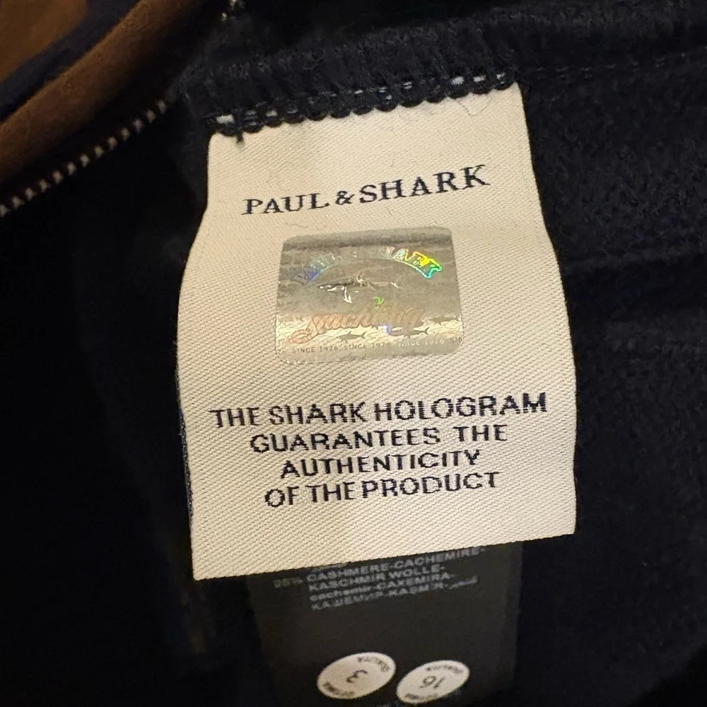 Paul & Shark Wool & Cashmere Ribbed Full Zip Cardigan Navy Medium NWT